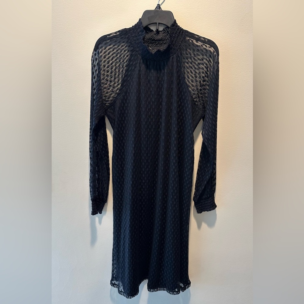 Mock neck black dress